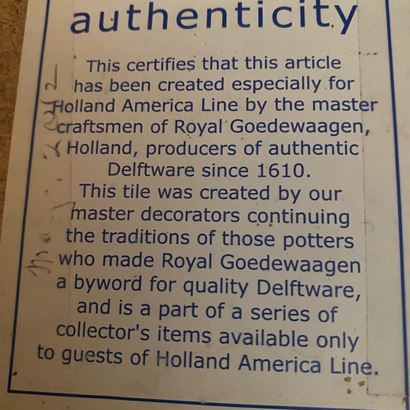 HOLLAND AMERICA CRUISE LINE Ceramic Tiles Tray Serving 11 tiles Delft - Picture 7 of 9